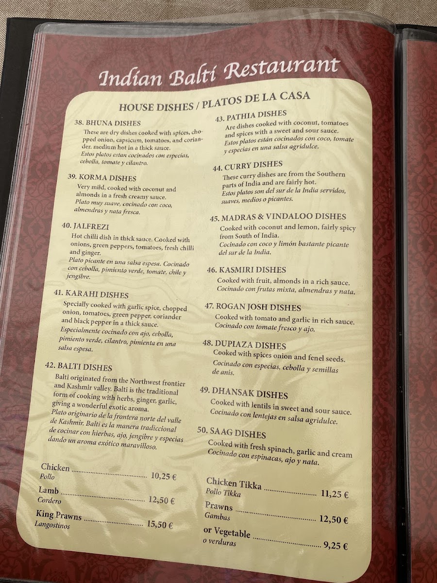 Menu Indian Balti Restaurant-8